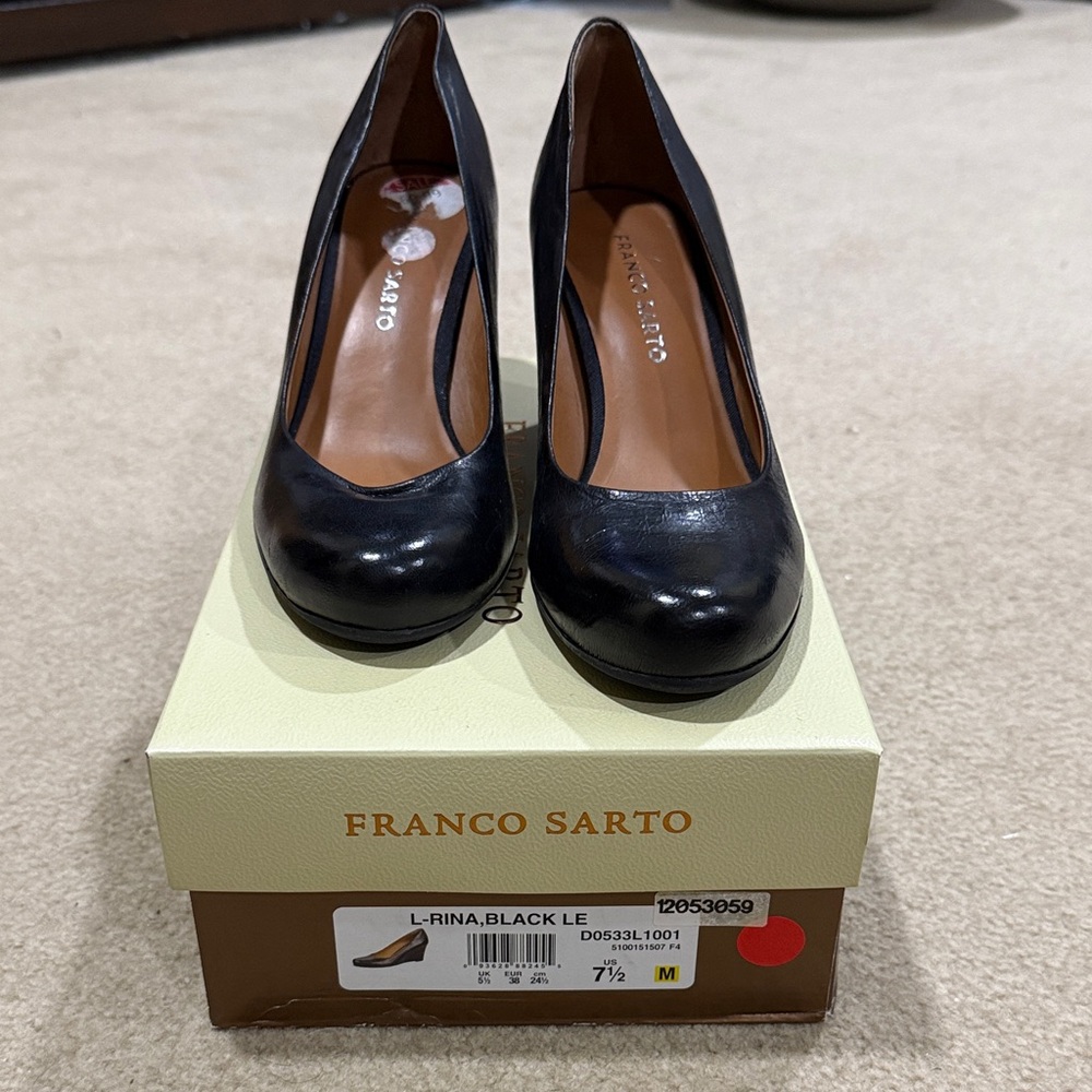 Franco Sarto Black Leather Heels